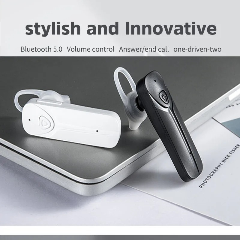 KIVEE TW32 Wireless Headphone Ear Hook Business Single Ear Earphone Bluetooth 5.0 50mAh Capacity Sports Headset with Mic